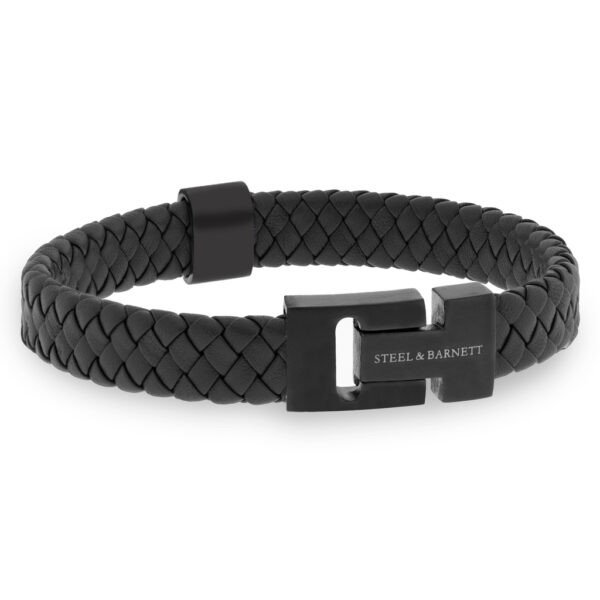 zwarte Steel & Barnett armband Harrisson leder en staal