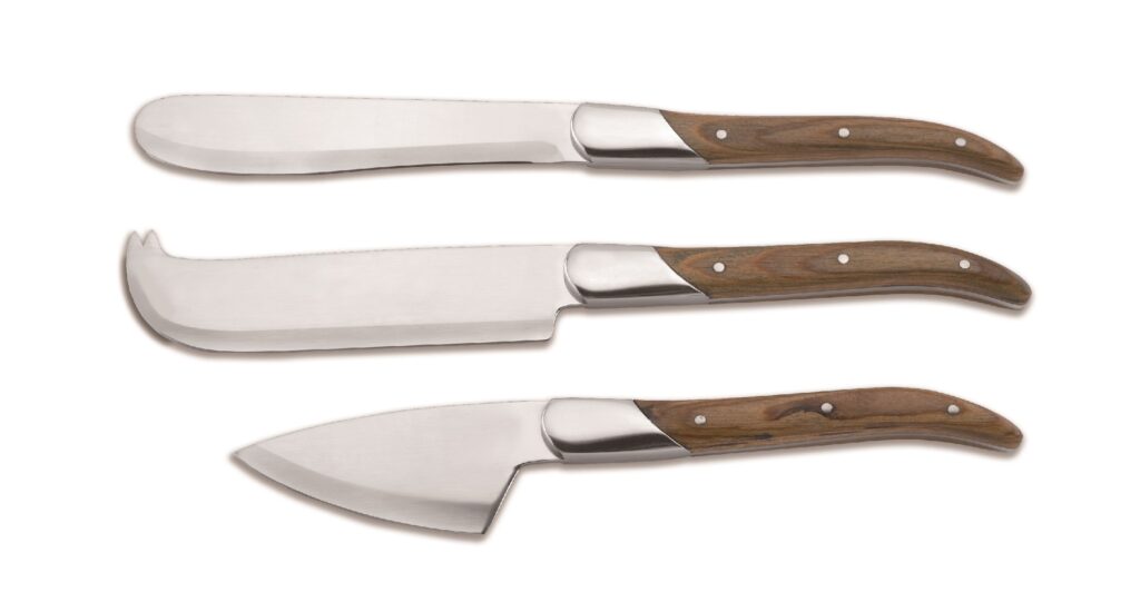 Luxury cheese knives with stamina-wood handles