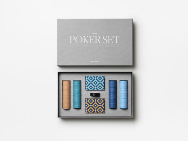 Luxe pokerset met premium chips en professionele speelkaarten in grijs design