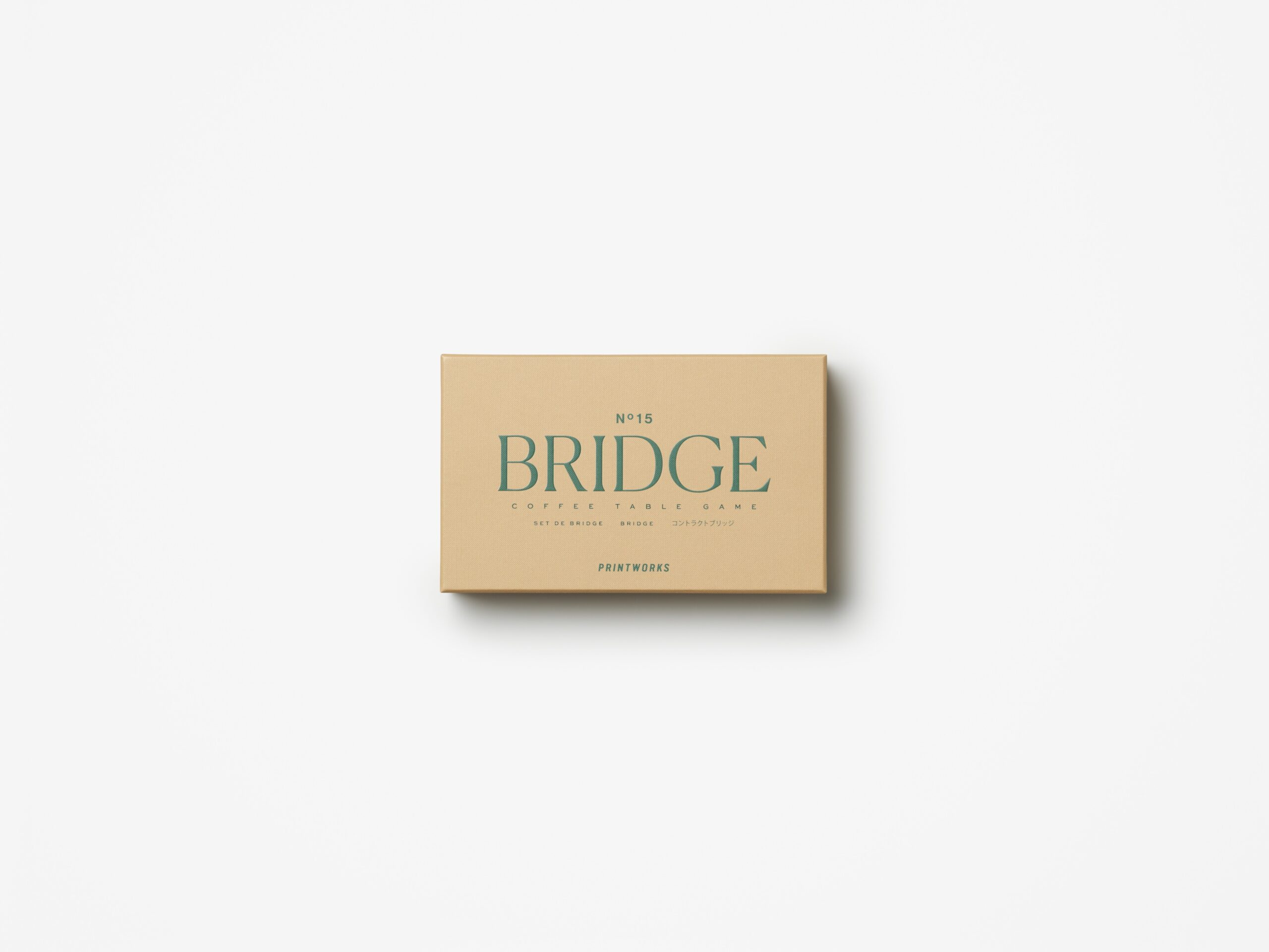 Classic bridge card game with wooden accessories in stylish presentation box