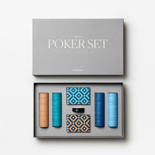 Poker set with premium chips, playing cards, and minimalist grey design – Coffee Table Game