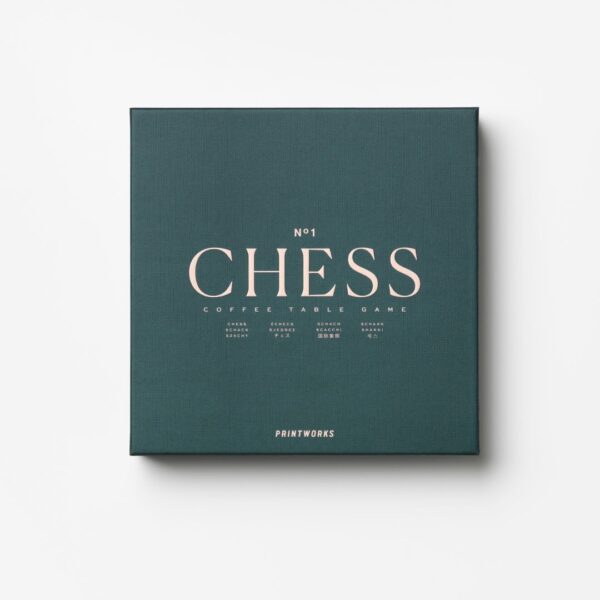 Chess board game with wooden pieces and green acrylic-topped board – Coffee Table Classic