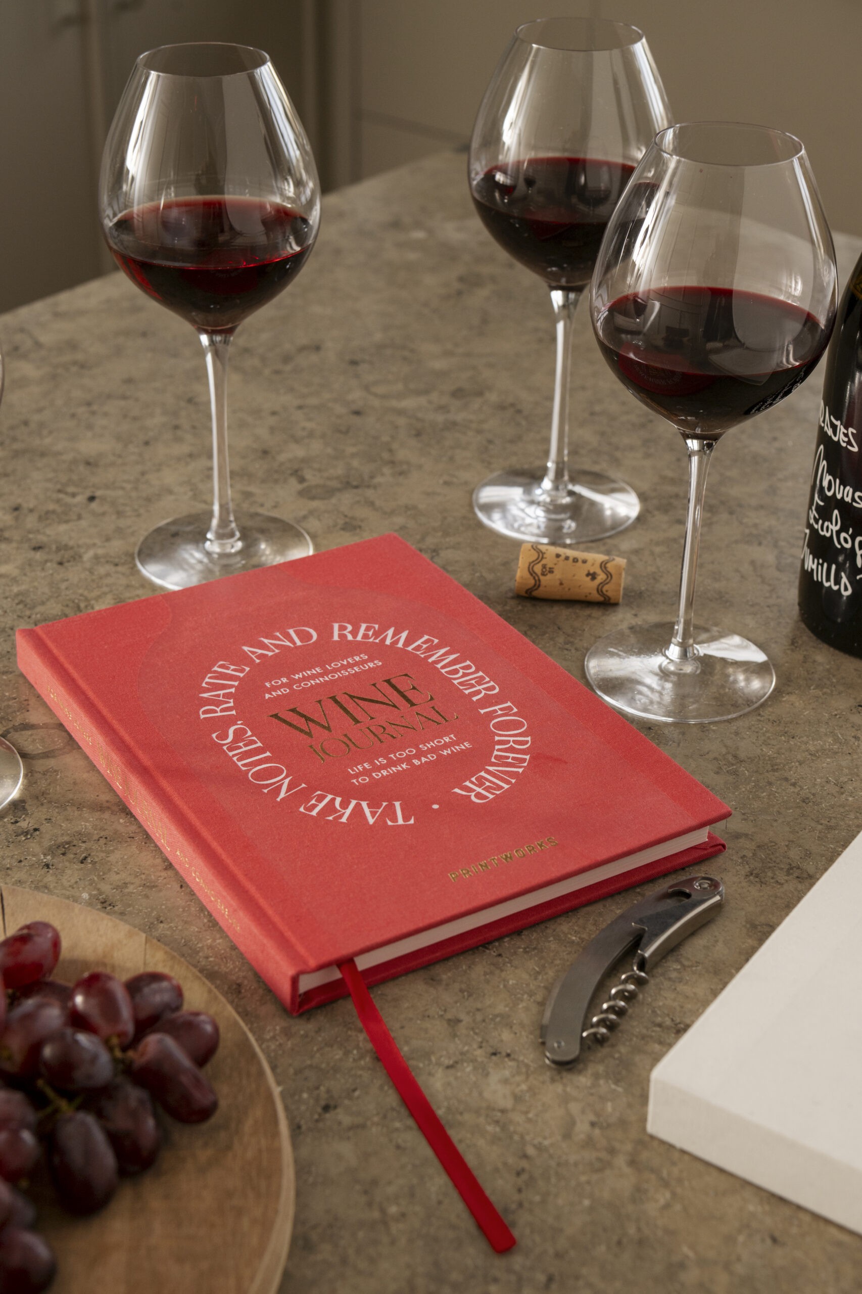 Wine journal with wine