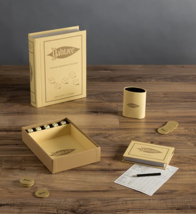 Yahtzee vintage editie in stoffen boekdoos