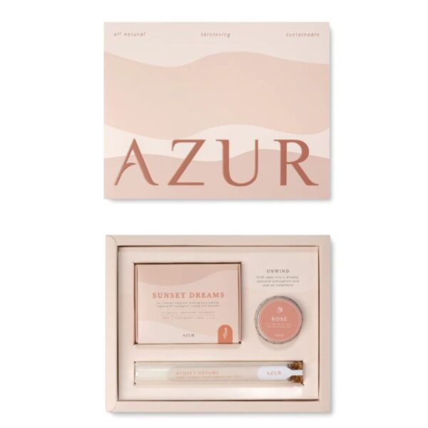 unwind giftset azur natural bodycare open box