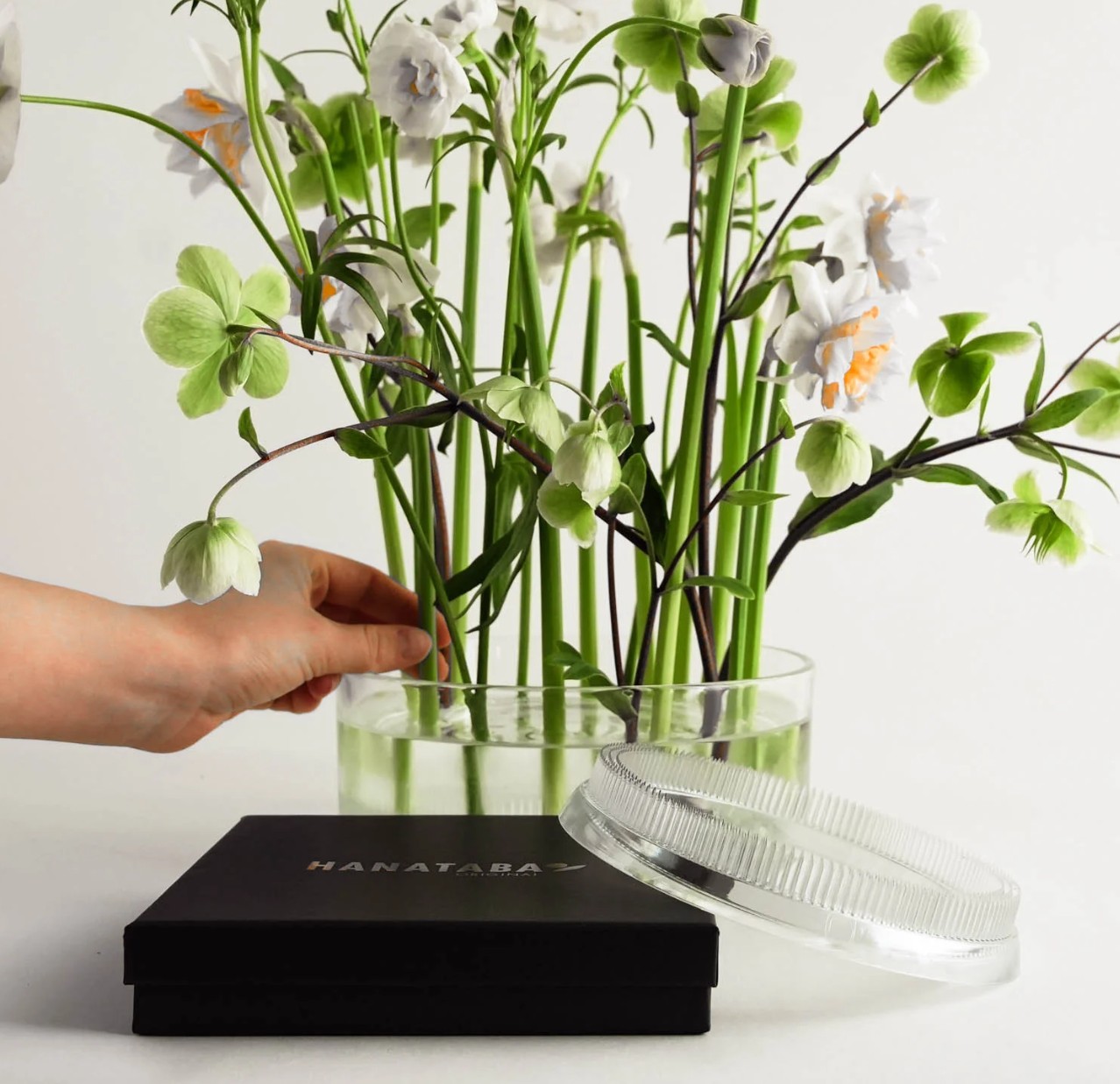 Transparent acrylic kenzan ring 150 mm for modern floral arrangements, ideal for ikebana and large creative flower designs with beautfiul flowers in bowl 3