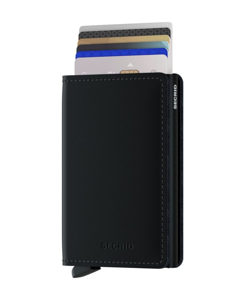 Secrid Slimwallet Matte Black in smooth matte leather.