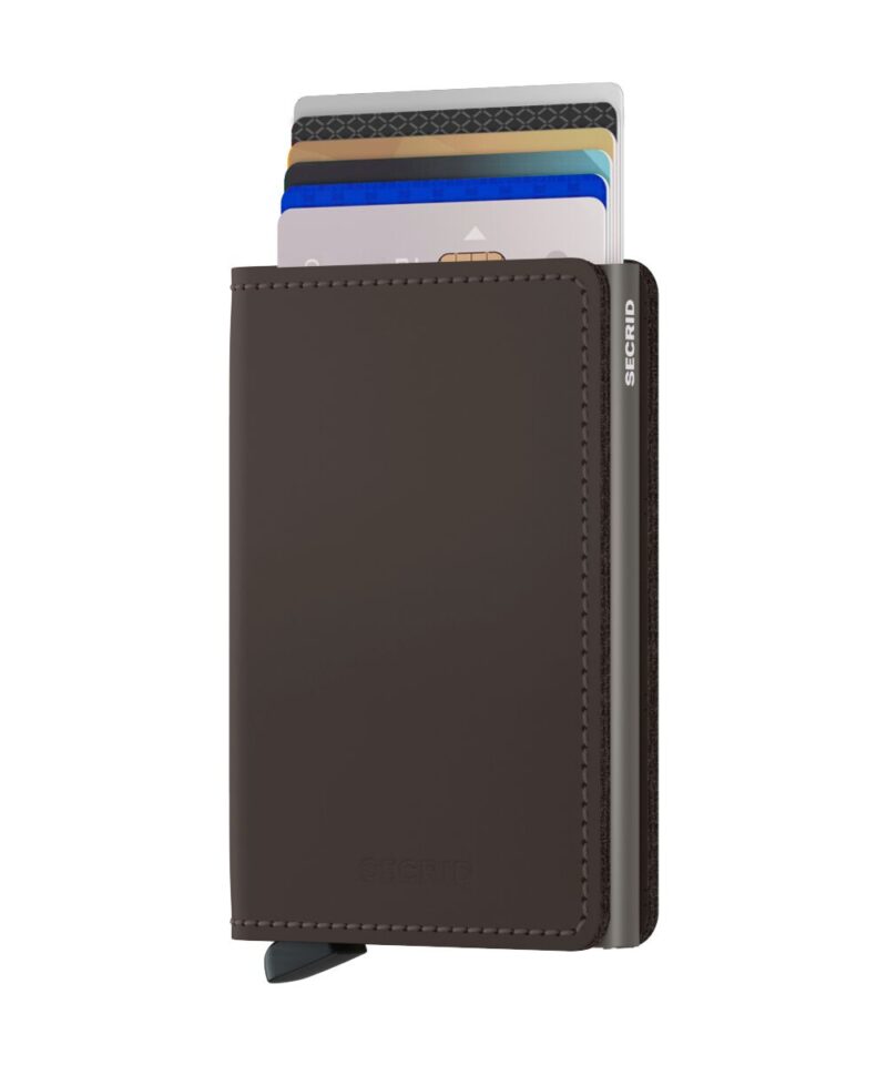 Secrid Slimwallet Matte Truffle in warm brown matte leather.