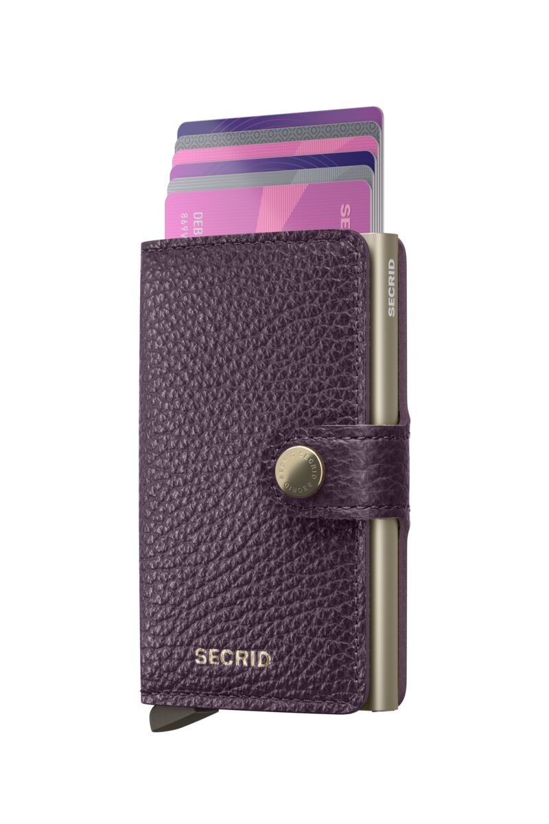 Secrid Miniwallet Pebble Grape in textured purple leather.