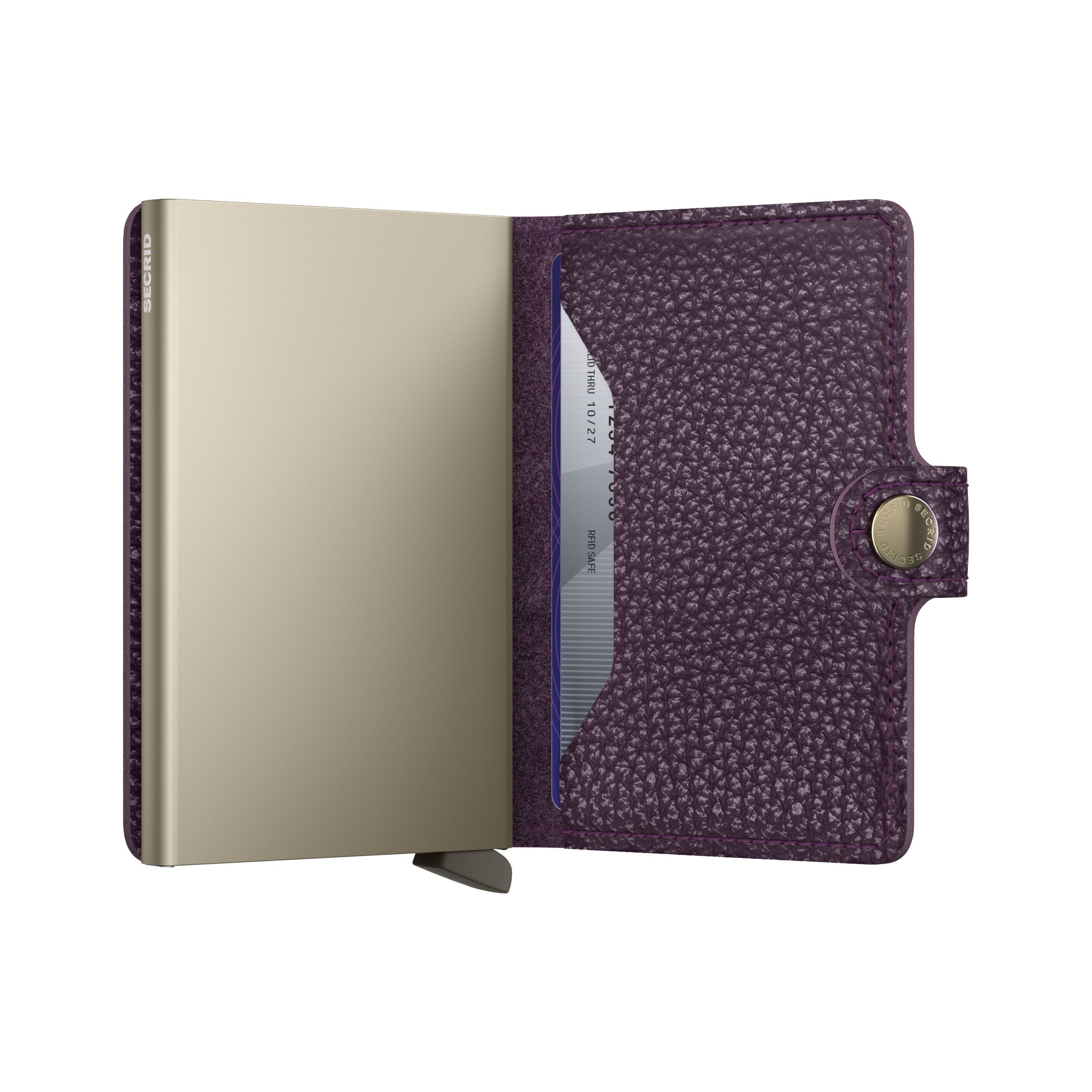 Secrid Miniwallet Pebble Grape in textured purple leather.