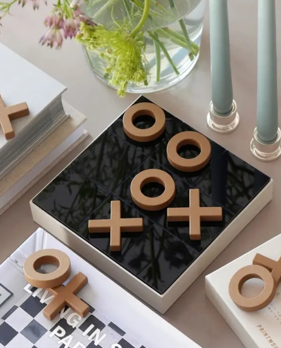 Tic Tac Toe Printworks game open box in livingroom