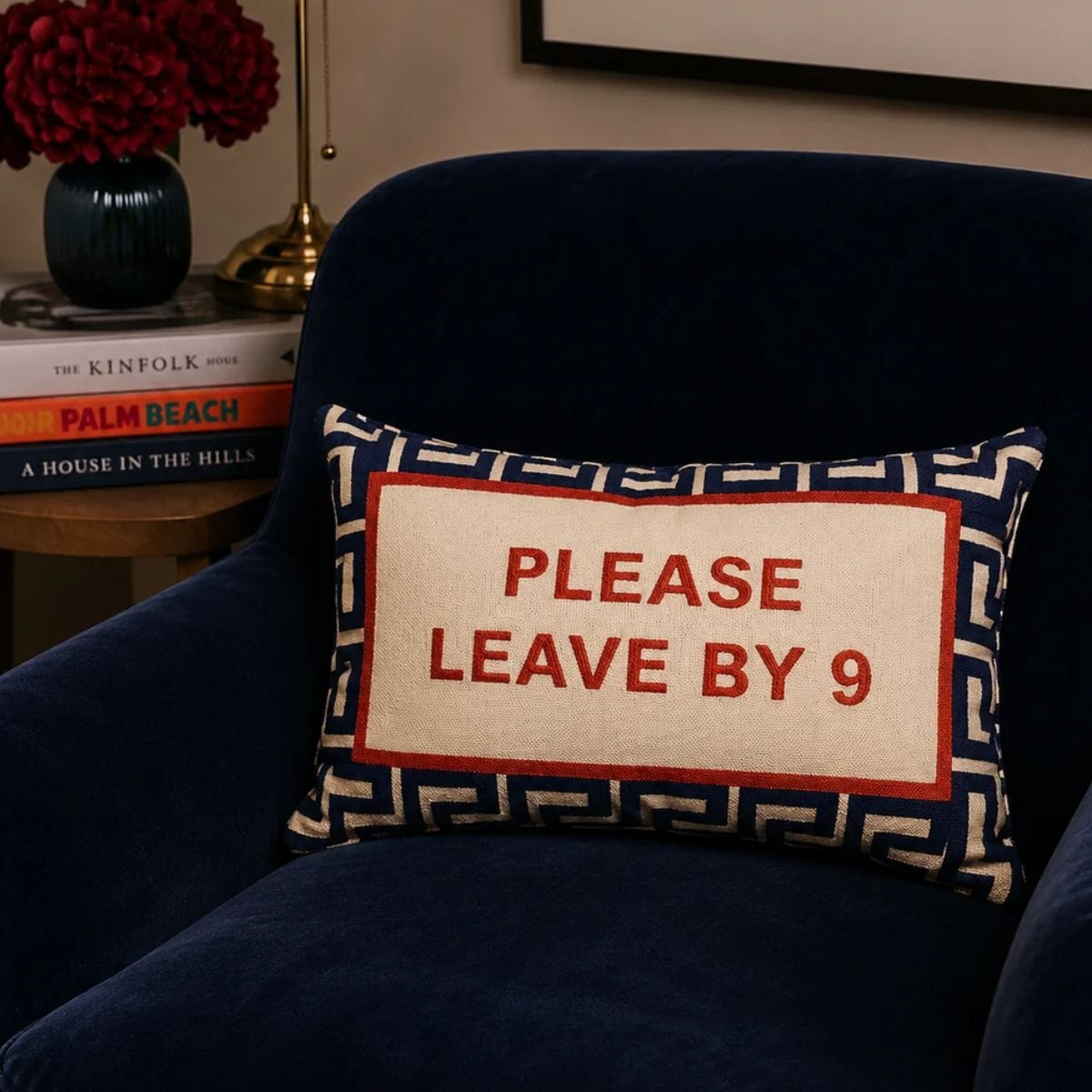 please leave by 9 pillow