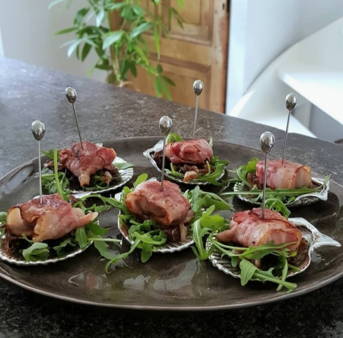 Handcrafted olive tapas picks in delicious tapas on a table