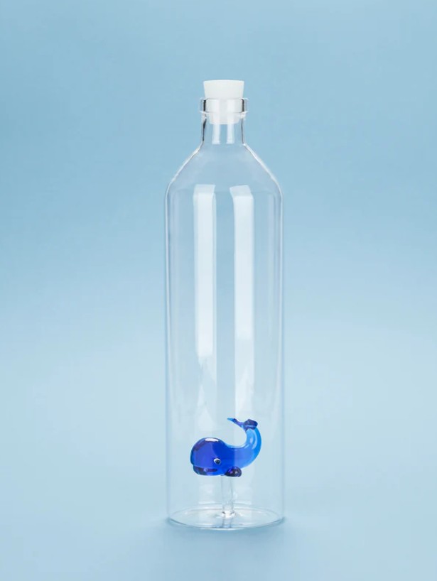 whale bottle Balvi blue background