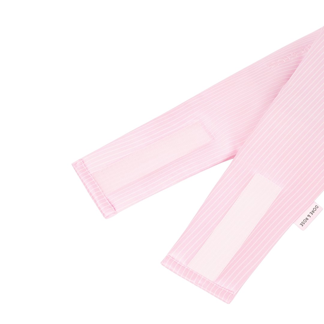 White and pink striped silk sleep mask by Dore & Rose