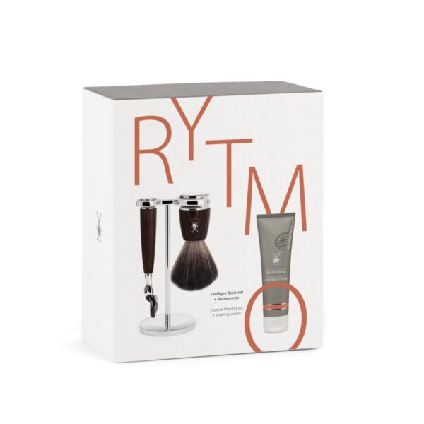 Luxe scheercadeauset van MÜHLE met RYTMO scheerkwast, scheermes en grapefruit mint scheercrème