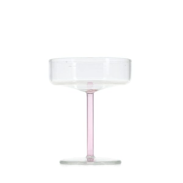 Pink champagne glass set of 2 ONA Fizz in soft rose with elegant coupe design