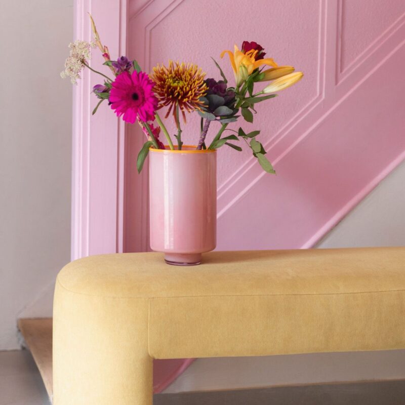 Blush pink glass vase 26cm Milo modern cylindrical design