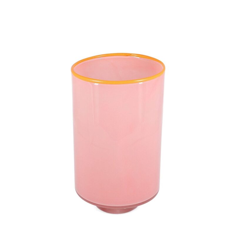 Small pink glass vase 21.5cm Milo blush cylindrical design