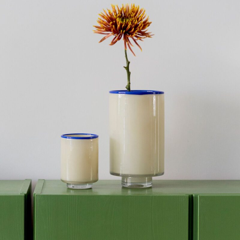 Cream white glass vase 21.5cm Milo modern cylindrical design