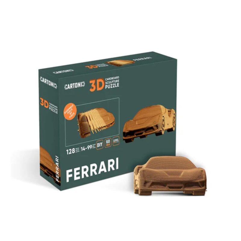 Ferrari 3D car puzzle by Cartonic assembled in layered cardboard design