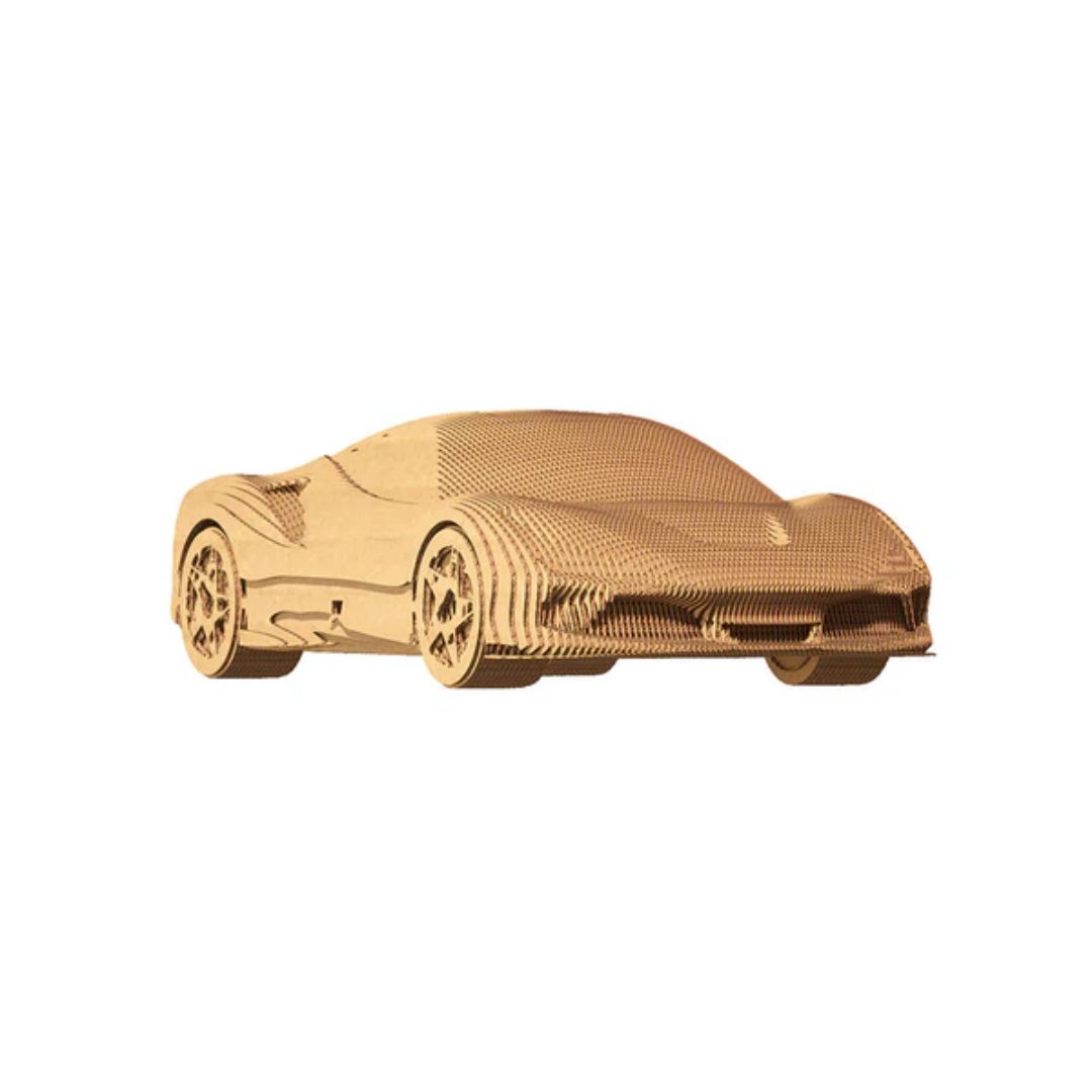 Ferrari 3D car puzzle by Cartonic assembled in layered cardboard design