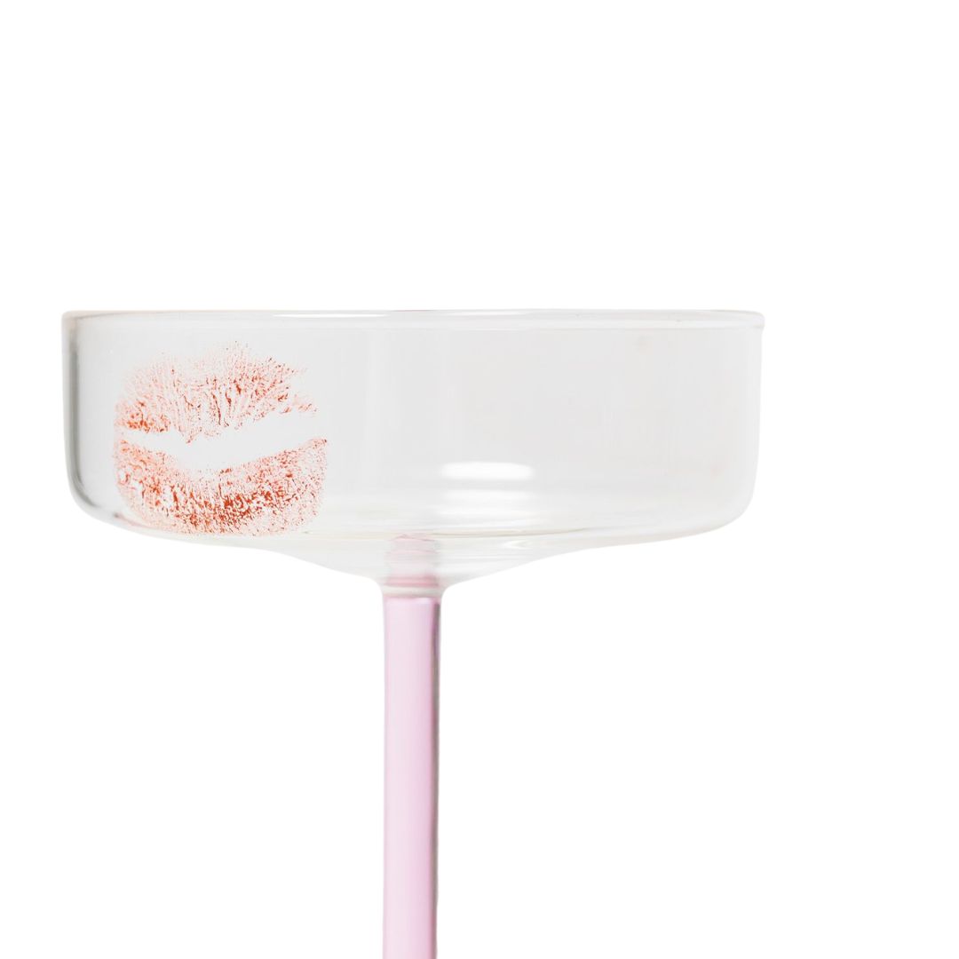 Pink champagne glass set of 2 ONA Fizz in soft rose with elegant coupe design