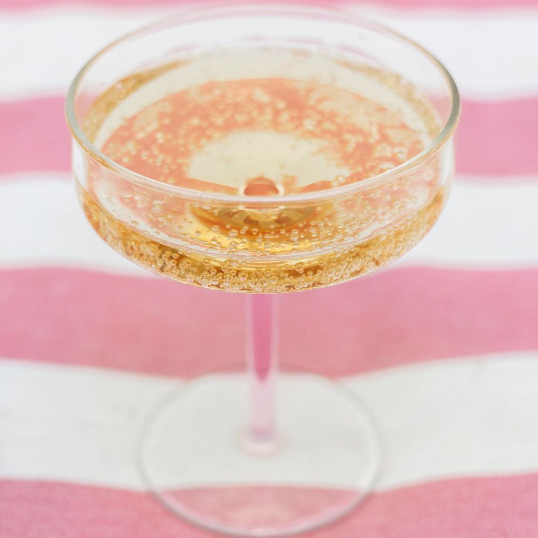 Pink champagne glass set of 2 ONA Fizz in soft rose with elegant coupe design