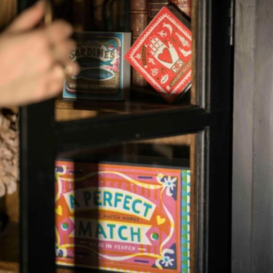 Perfect Match giant matchbox with colourful extra long matches for candles