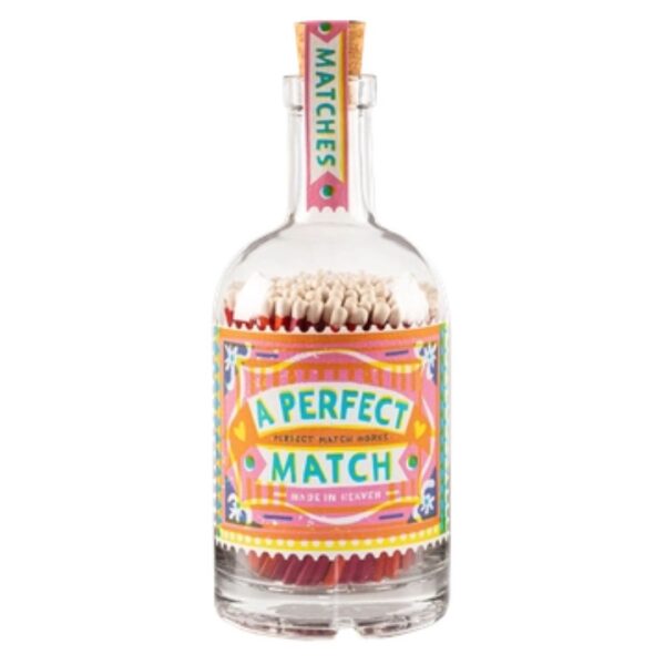 Perfect Match glass match bottle colourful bottle with decorative matches
