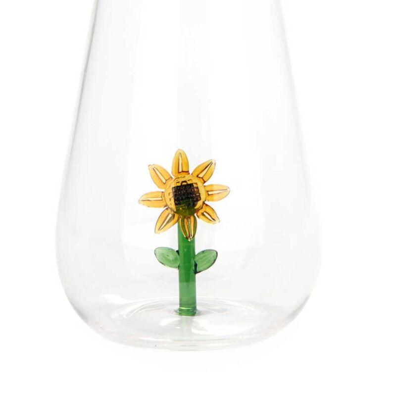 yellow sunflower glass water bottle Balvi botanical design
