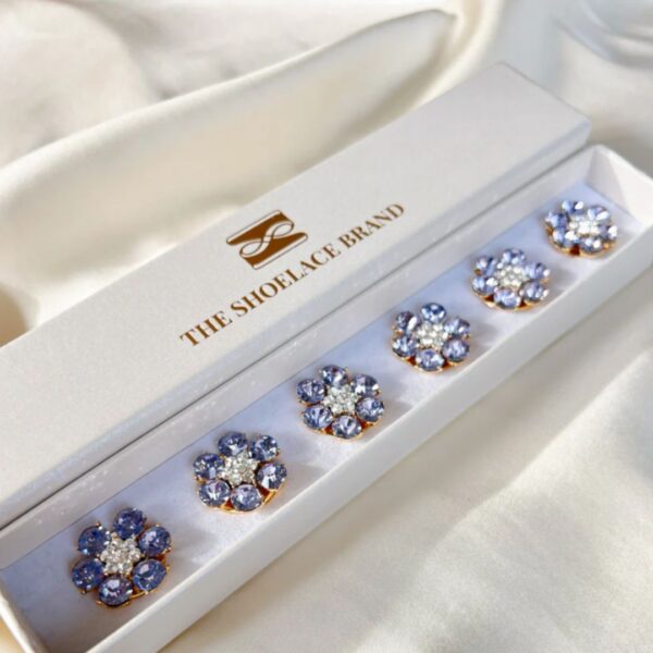 paarse bloemen button charms met gouden details van Fancy the Pancy