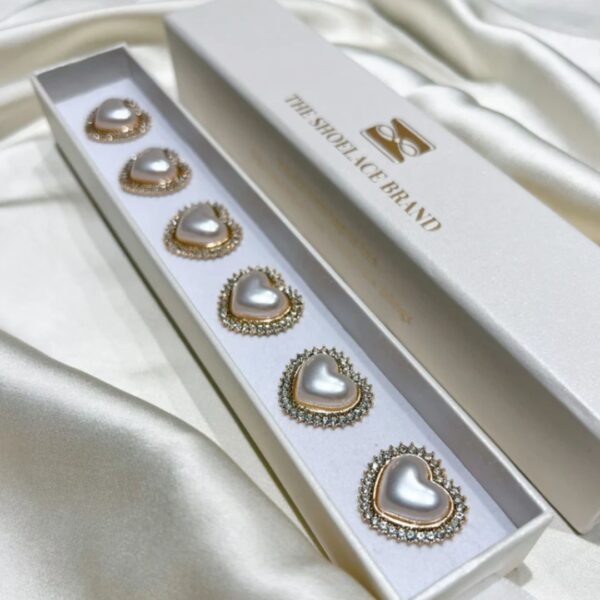 parel hart button charms met gouden details van Fancy the Pancy
