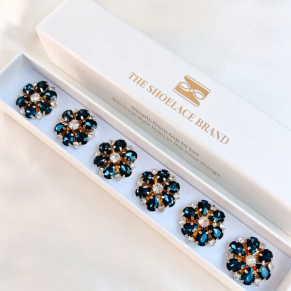 navy bloemen button charms met gouden details van Fancy the Pancy