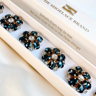 Isabelle – Navy & Witte Bloemen Button Charms