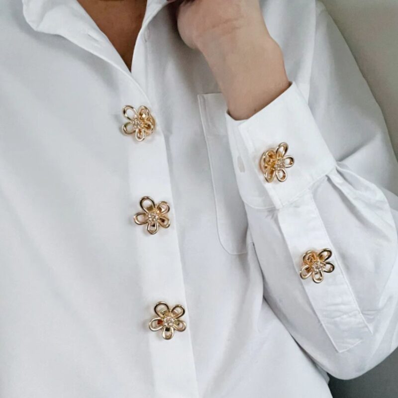 gold flower button charms with crystal details by Fancy the Pancy