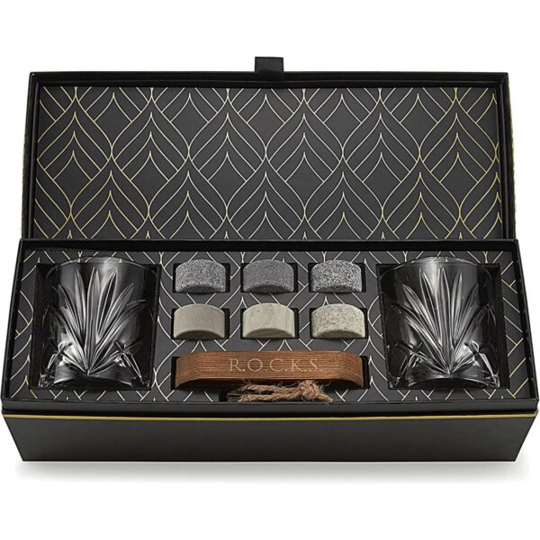 R.O.C.K.S. Whisky Stenen – The Connoisseur’s Set Kristallen Palm Glazen