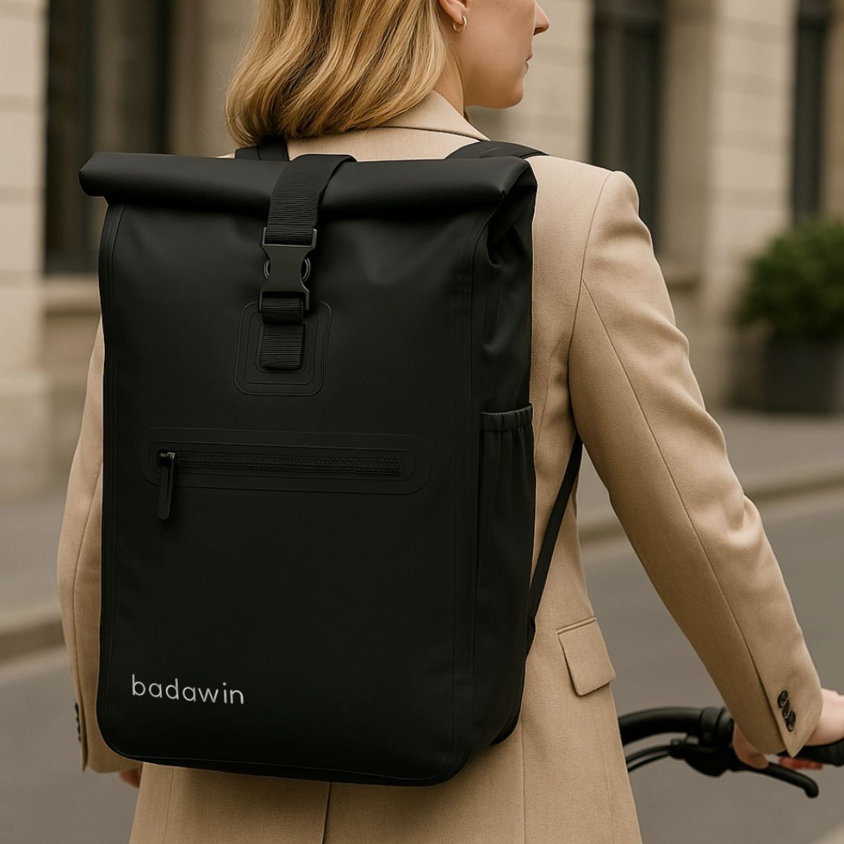 Badawin Ali 2-in-1 waterproof bike bag worn as a backpack