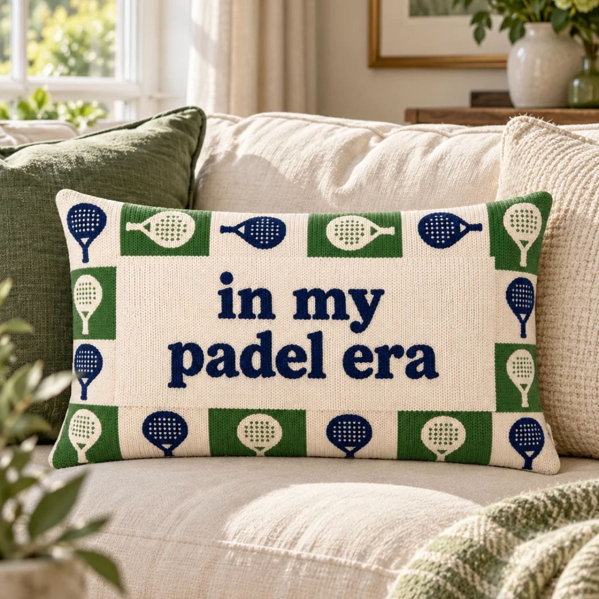 Handmade In My Padel Era cushion