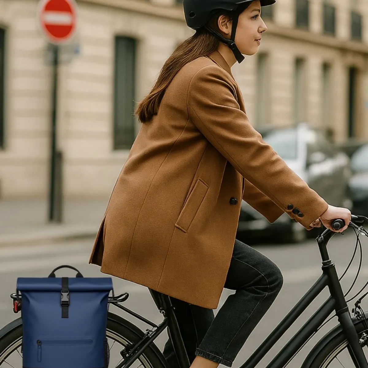 Badawin Anna waterproof blue roll-top backpack