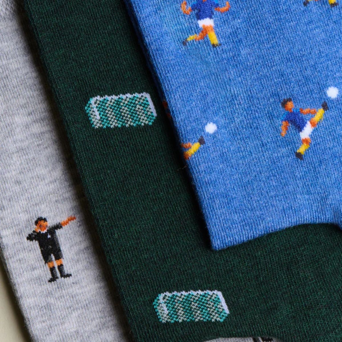 Premium organic cotton football socks with knitted designs