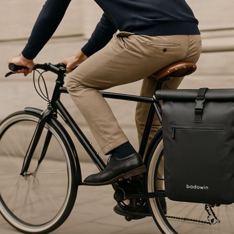1. Stylish black waterproof bike backpack for everyday commuting