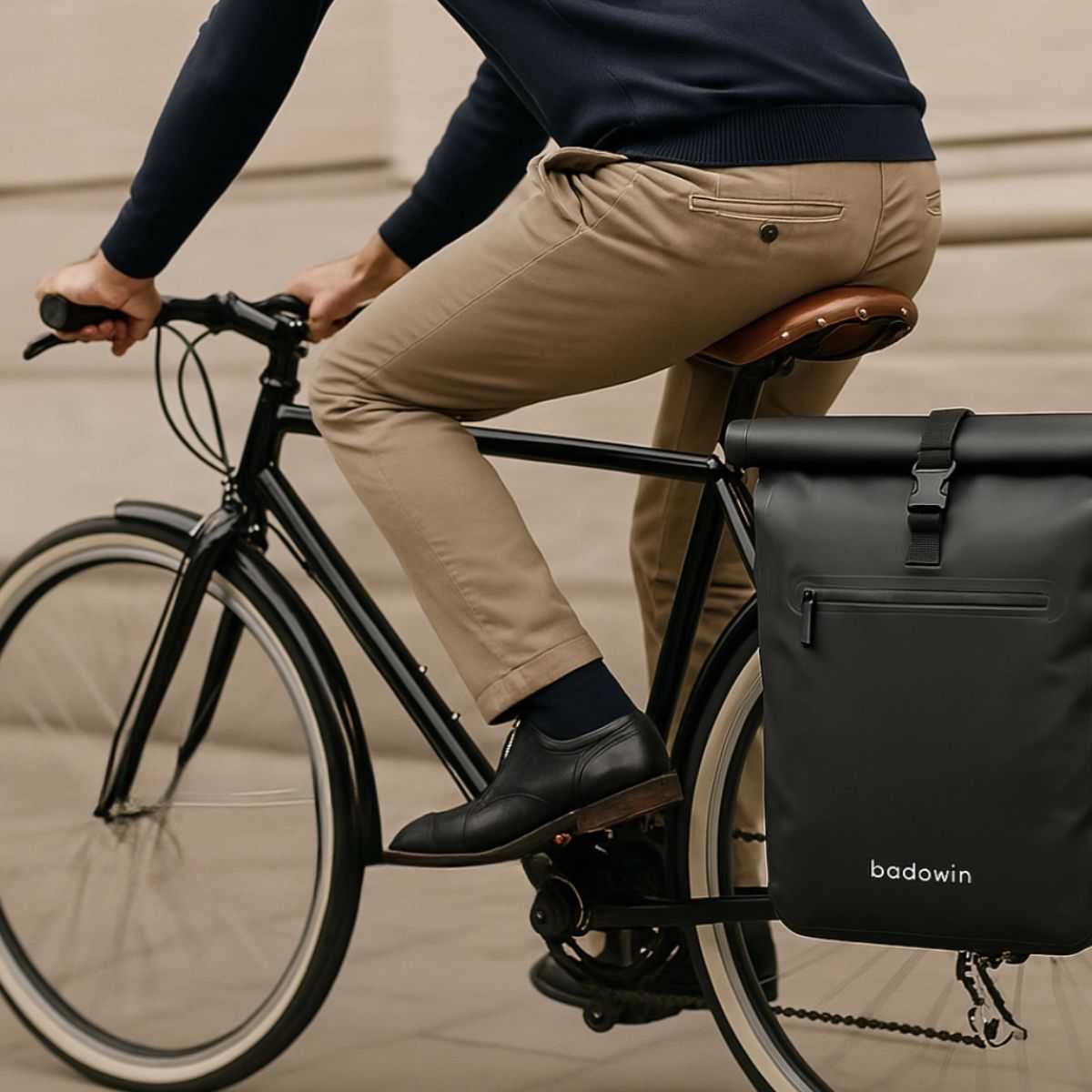 1. Stylish black waterproof bike backpack for everyday commuting