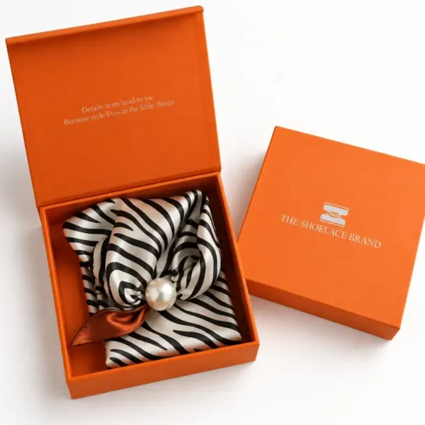 Sjaaltje met zebraprint in zwart en lichte tinten met roestbruin accent